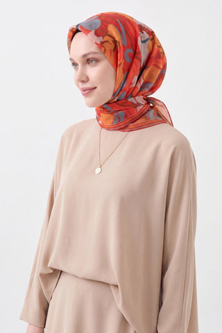 Soft Eşarp Painterly Floral Kırmızı - Soft Eşarp - | Silk Home