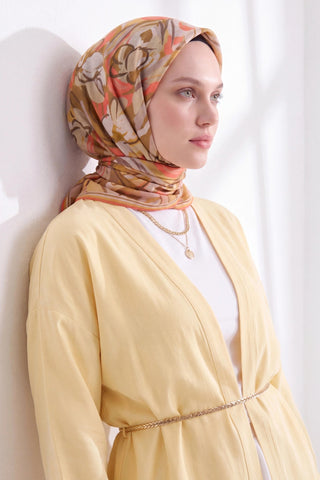 Soft Eşarp Painterly Floral Koyu Hardal - Soft Eşarp - | Silk Home