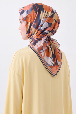 Soft Eşarp Painterly Floral Koyu İndigo - Soft Eşarp - | Silk Home