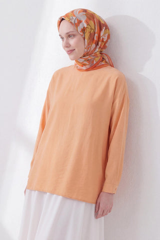 Soft Eşarp Painterly Floral Koyu Turuncu - Soft Eşarp - | Silk Home