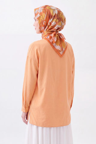 Soft Eşarp Painterly Floral Koyu Turuncu - Soft Eşarp - | Silk Home