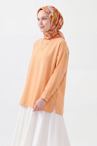 Soft Eşarp Painterly Floral Koyu Turuncu - Soft Eşarp - | Silk Home