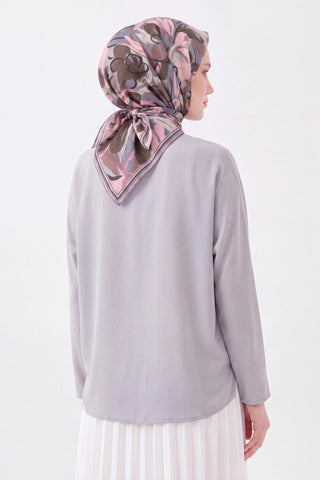 Soft Eşarp Painterly Floral Mavi Gri - Soft Eşarp - | Silk Home
