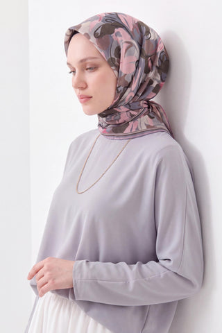 Soft Eşarp Painterly Floral Mavi Gri - Soft Eşarp - | Silk Home