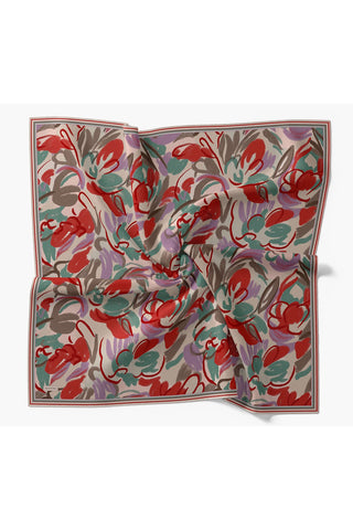 Soft Eşarp Painterly Floral Turkuaz - Soft Eşarp - | Silk Home