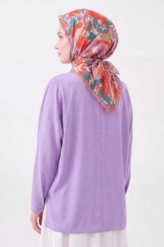 Soft Eşarp Painterly Floral Turkuaz - Soft Eşarp - | Silk Home