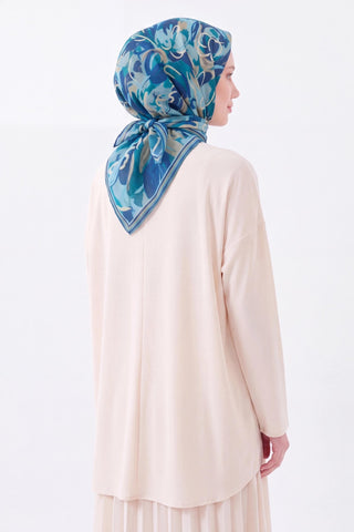 Soft Eşarp Painterly Floral Turkuaz - Soft Eşarp - | Silk Home