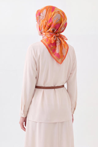 Soft Eşarp Painterly Floral Turuncu - Soft Eşarp - | Silk Home