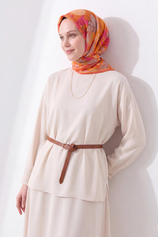 Soft Eşarp Painterly Floral Turuncu - Soft Eşarp - | Silk Home