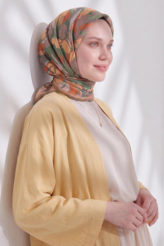 Soft Eşarp Painterly Floral Yeşil - Soft Eşarp - | Silk Home