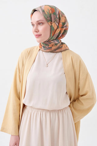 Soft Eşarp Painterly Floral Yeşil - Soft Eşarp - | Silk Home