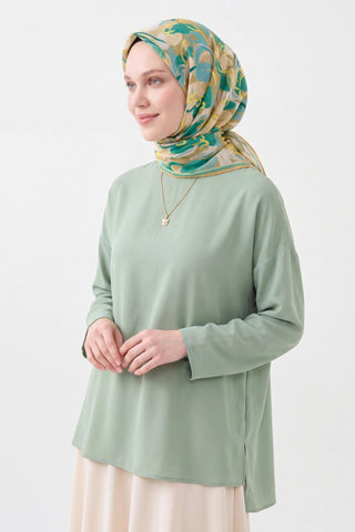 Soft Eşarp Painterly Floral Yeşil - Soft Eşarp - | Silk Home