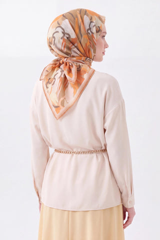 Soft Eşarp Painterly Floral Yeşil Bej - Soft Eşarp - | Silk Home