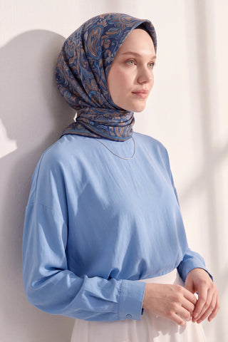 Soft Eşarp Paisley Saks