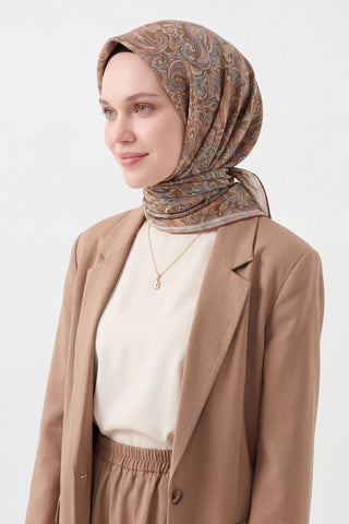 Soft Eşarp Paisley Sütlü Kahve