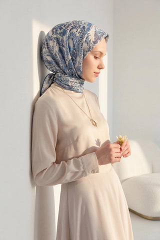 Soft Eşarp Perla Gök Mavi 90x90 | Silk Home