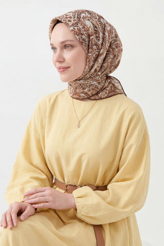 Soft Eşarp Perla Kahverengi 90x90 | Silk Home