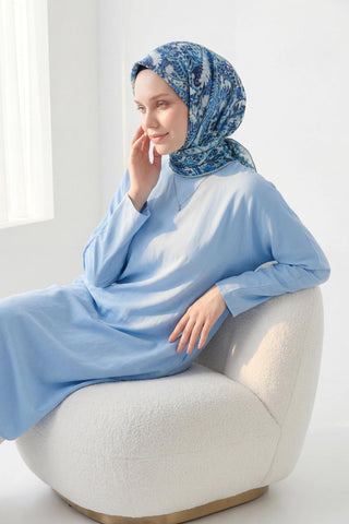 Soft Eşarp Perla Saks 90x90 | Silk Home