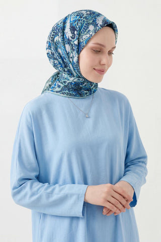 Soft Eşarp Perla Saks 90x90 | Silk Home