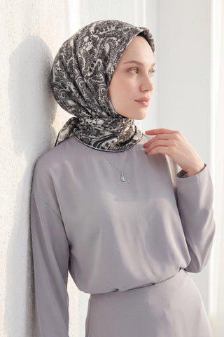 Soft Eşarp Perla Siyah 90x90 | Silk Home