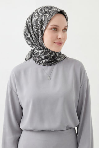 Soft Eşarp Perla Siyah 90x90 | Silk Home