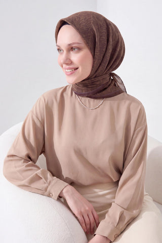 Soft Eşarp Petra Yeşil Kahve - Soft Eşarp - | Silk Home