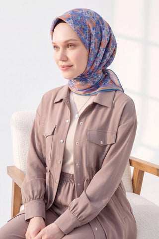 Soft Eşarp Pixel Ethnic Eflatun