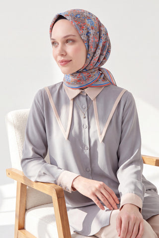 Soft Eşarp Pixel Ethnic Gök Mavisi