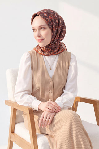 Soft Eşarp Pixel Ethnic Kahverengi