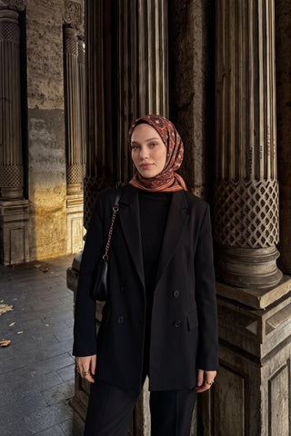 Soft Eşarp Pixel Ethnic Kahverengi