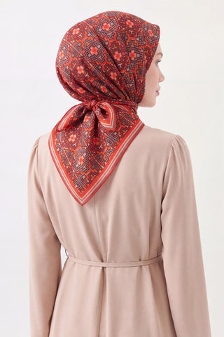 Soft Eşarp Pixel Ethnic Kırmızı