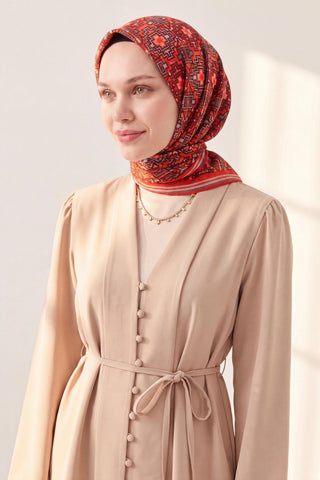 Soft Eşarp Pixel Ethnic Kırmızı