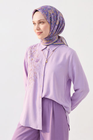Soft Eşarp Pixel Ethnic Lila