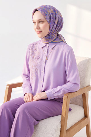 Soft Eşarp Pixel Ethnic Lila