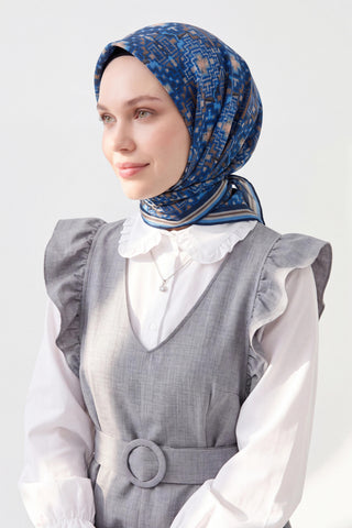 Soft Eşarp Pixel Ethnic Mavi