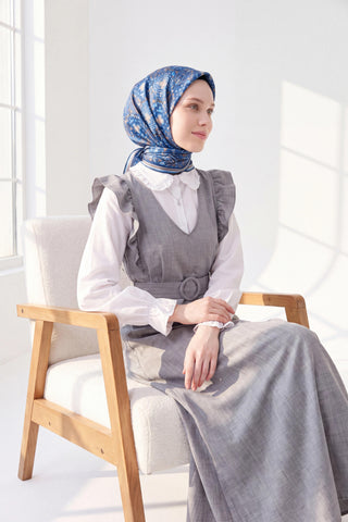 Soft Eşarp Pixel Ethnic Mavi