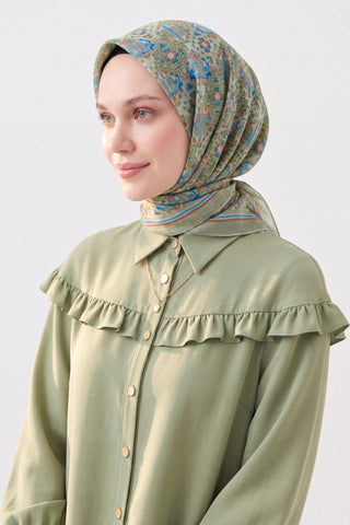 Soft Eşarp Pixel Ethnic Mint Yeşili