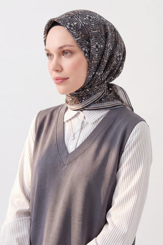 Soft Eşarp Pixel Ethnic Siyah
