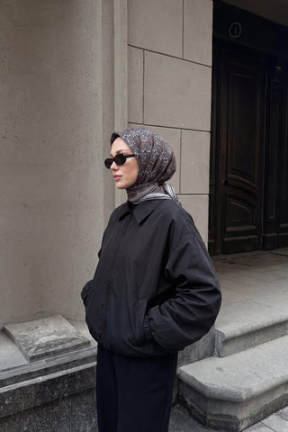 Soft Eşarp Pixel Ethnic Siyah