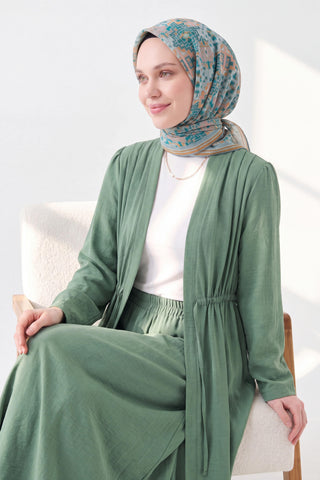 Soft Eşarp Pixel Ethnic Su Yeşili