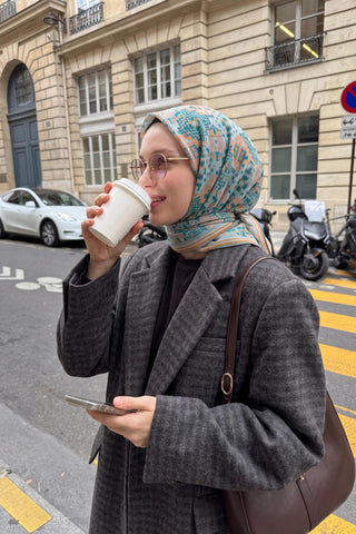 Soft Eşarp Pixel Ethnic Su Yeşili