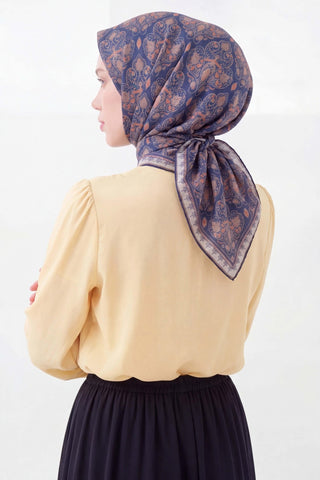 Soft Eşarp Rûmi Gece Mavisi 90x90 - Soft Eşarp - | Silk Home