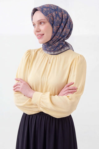Soft Eşarp Rûmi Gece Mavisi 90x90 - Soft Eşarp - | Silk Home