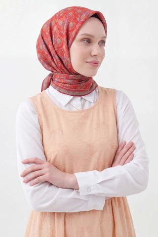 Soft Eşarp Rûmi Kırmızı 90x90 | Silk Home - Soft Eşarp - | Silk Home