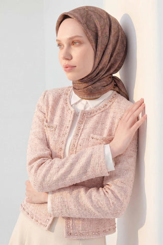 Soft Eşarp Rûmi Koyu Vizon 90x90 - Soft Eşarp - | Silk Home