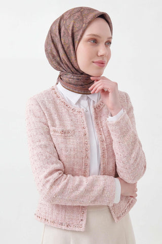 Soft Eşarp Rûmi Koyu Vizon 90x90 - Soft Eşarp - | Silk Home