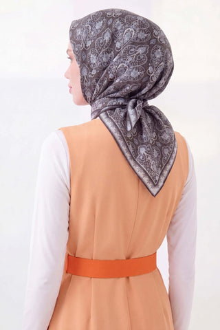 Soft Eşarp Rûmi Siyah-Gri 90x90 - Soft Eşarp - | Silk Home