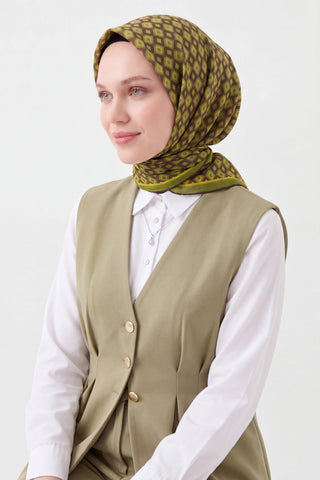 Soft Eşarp Retro Geometrik Acı Kahve