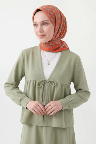 Soft Eşarp Retro Geometrik Açıık Turuncu