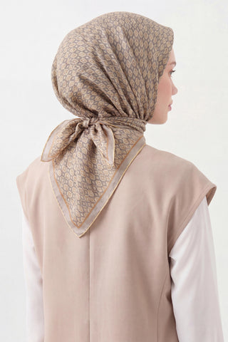 Soft Eşarp Retro Geometrik Açık Sarı